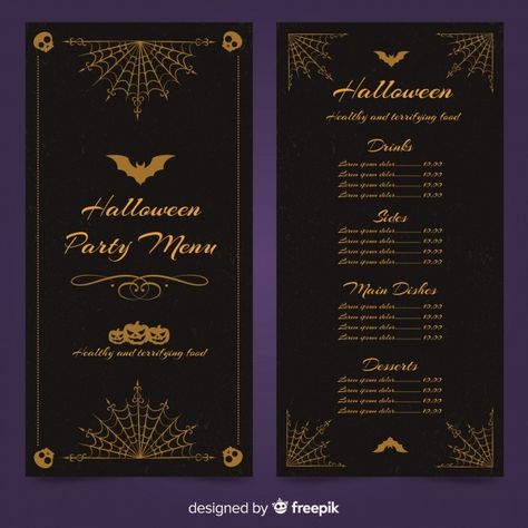 Halloween Menu Template Free, Halloween Menu Design, Party Menu Design, Halloween Party Menu, Menu Signs, Menu Halloween, Menu Vintage, Stationary Ideas, Halloween Menu