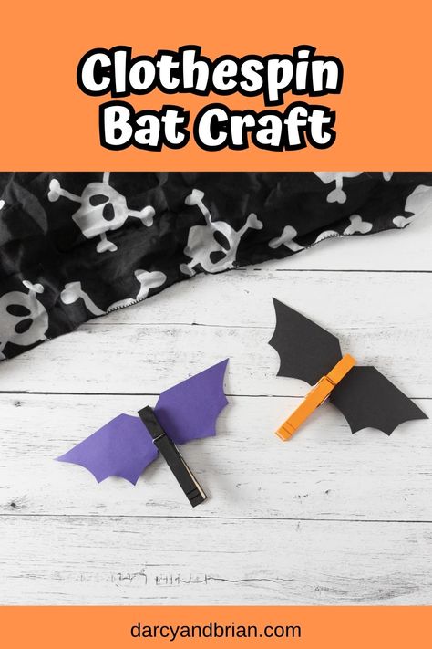 Clothespin Bat Craft | Fun Halloween Kids Craft Simple Halloween Crafts For Kids, Simple Halloween Crafts, Wings Template, Kids Fathers Day Crafts, Bat Craft, Spider Crafts, Fun Halloween Crafts, Craft Easy, Easy Halloween Crafts