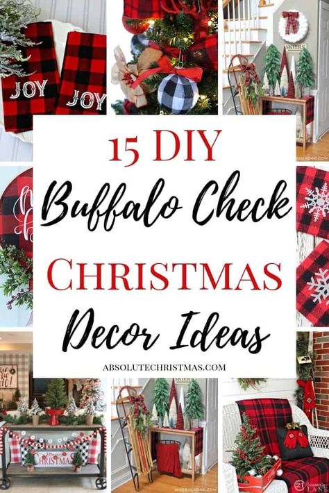 DIY Buffalo Check Christmas Decor Ideas Christmas Wreaths Dollar Tree, Dollar Tree Christmas Diy, Buffalo Check Christmas Decor, Country Christmas Trees, Buffalo Plaid Christmas Decor, Buffalo Plaid Decor, Buffalo Plaid Christmas Tree, Plaid Christmas Decor, Buffalo Check Christmas