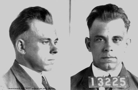 John Dillinger Mug Shot, Lima, Ohio, 1933. 4x6 inch reprinted photograph. Digitally enhanced and professionally printed (not some junk printed on a home computer printer) only the finest quality!!!  Wonderful 4x6 glossy B&W photo of Dillinger in 1933 at about the time he was incarcerated in the Baby Face Nelson, John Dillinger, Reloading Room, Celebrity Mugshots, Real Gangster, Fact Republic, Mafia Gangster, Bank Robber, Public Enemy