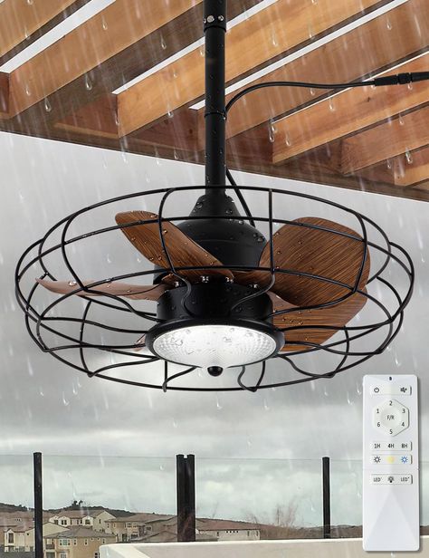 PRICES MAY VARY. ✔ All-Weather Outdoor Performance: Our wet rated outdoor ceiling fan with light and hook is designed to withstand the elements with an IP65 waterproof rating, ensuring reliable operation in any weather. ✔ Quick and Easy Setup: Save time and money with our pre-assembled components and clear labeling, allowing for a hassle-free installation process. ✔ Convenience in a Snap: With the ability to stow the fan in just 30 seconds, our outdoor gazebo fan with light and hook is perfect f Outdoor Ceiling Fans Covered Patios, Outdoor Ceiling Fans With Light, Pergola Garage, Tropical Ceiling, Ceiling Fan Cover, Outdoor Ceiling Fan With Light, Tropical Ceiling Fans, Porch Pergola, Rustic Ceiling Fan