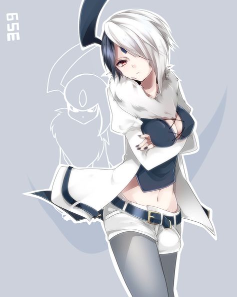 human version gijinka pokemon, absol by takeshima Girl With White Hair, Pokemon Human Form, Gijinka Pokemon, Pokemon Nintendo, Oc Pokemon, Pokemon People, Pokemon Gijinka, Pokemon Cosplay, Pokemon Fan Art