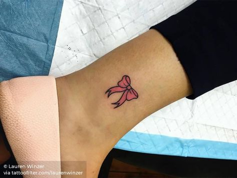 Pink Small Tattoos, Bow Ankle Tattoo, Small Bow Tattoos, Bow Tie Tattoo, Pink Bow Tattoos, Sydney Tattoo, Lace Bow Tattoos, Bow Tattoos, Write Ideas