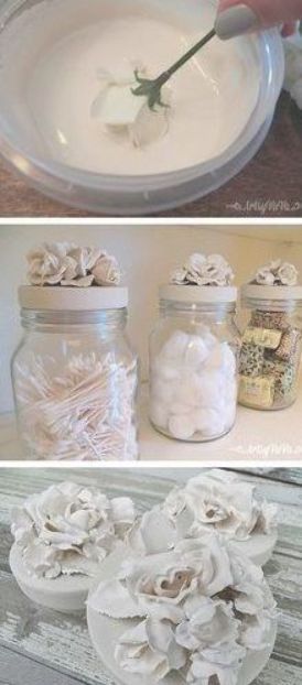 DIY Flower Jars -- such a cute and fun home decor craft idea using plaster of paris! Plaster Of Paris Crafts, Flower Jars, Do It Yourself Decoration, Paris Crafts, Fun Home Decor, Flowers In Jars, Plaster Of Paris, Creative Corner, Household Decor