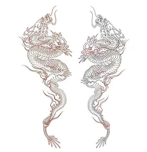 Mythology Dragon Tattoo, Dragons Back Tattoo, Dragon Tattoo Template, 2 Dragons Tattoo, Vietnamese Dragon Tattoo, Dragon Side Tattoo, Two Dragons Tattoo, Water Dragon Tattoo, Fake Tattoos Temporary