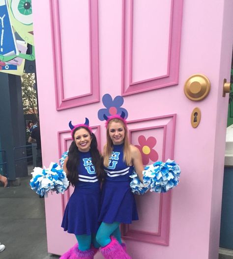 Monsters University cheerleaders costume Run Disney Monsters Inc, Monsters Inc Bounding, Monsters Inc Outfit Ideas, Rundisney Outfits, Cheerleaders Costume, Monsters University Costumes, Monsters Inc Halloween Costumes, Pixar Costume, Monsters Inc Halloween