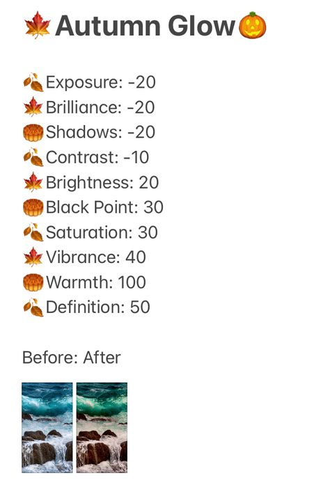 Iphone Filters Photo Editing Fall, Cozy Photo Editing, Fall Photo Filter, Autumn Photo Editing Iphone, Fall Photo Edit, How To Edit Fall Photos, Fall Iphone Photo Edit, Fall Editing Iphone, Picture Editing Hacks