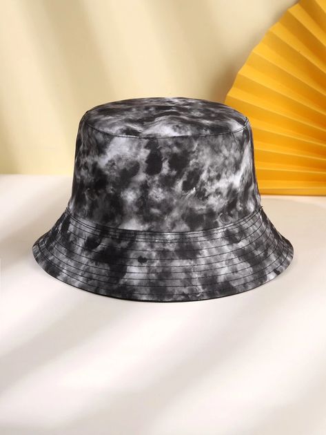 Tie Dye Bucket Hat | SHEIN Bucket Hat Diy, Diy Bucket Hat, Bucket Hat Outfit, Outdoor Hut, Tie Dye Bucket Hat, Bucket Hat Design, Black Bucket Hat, Hat Print, Diy Hat