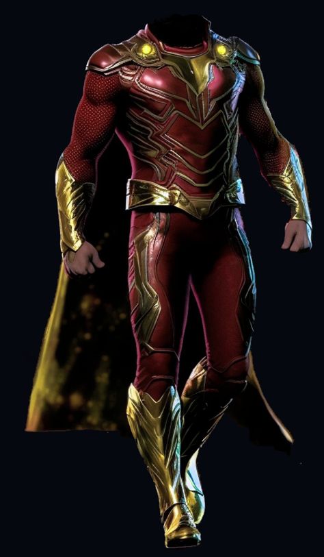 Super Suit Concept Art, Shazam Costume, Magic Superhero Design, Superhero Concept Art, Superman Suit, Superhero Suits, Super Suit, Super Powers Art, Dc Comics Heroes