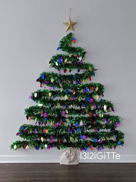 Big Paper Christmas Tree On Wall, Tinsel Tree On Wall, Garland Christmas Tree Wall, Tinsel Wall Christmas Tree, Garland Wall Christmas Tree, Garland Christmas Tree On Wall, Christmas Tree For Wall, Christmas Tree On Wall, Wall Christmas Tree Ideas