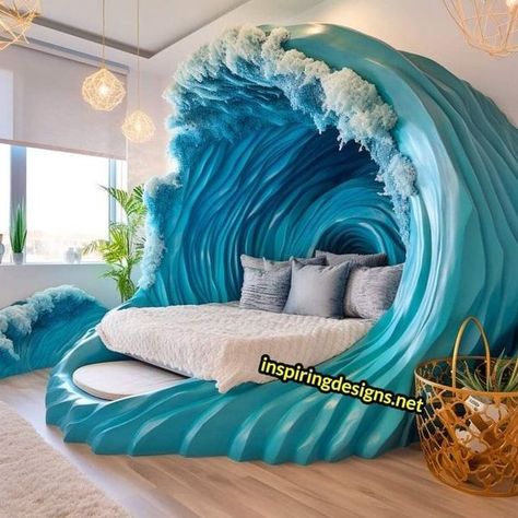 Dolphin Bedroom Ideas, Sea Turtle Room Ideas, Sea Turtle Themed Bedroom, Ocean Bedroom Ideas, Fantasy Bed, Mermaid Bed, Ocean Themed Room, Octopus Bedding, Turtle Bedroom