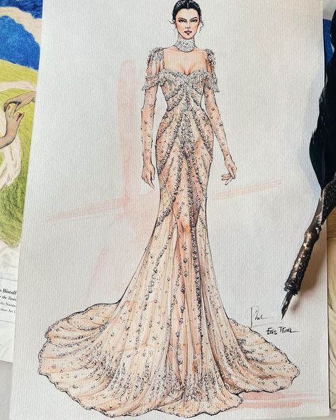 Eris Tran |Fashion Illustrator on Instagram: “Throw back my favourite looks at Met Gala. Can’t wait to the next wonderful gown at Met 2022. #sketch #sketching #drawing #draw #fashion…” Wedding Dress Illustrations, Met Gala Outfits, Draw Fashion, Met Gala Dresses, Gala Fashion, Dress Illustration, Dress Design Drawing, Sketching Drawing, Fashion Illustration Sketches Dresses