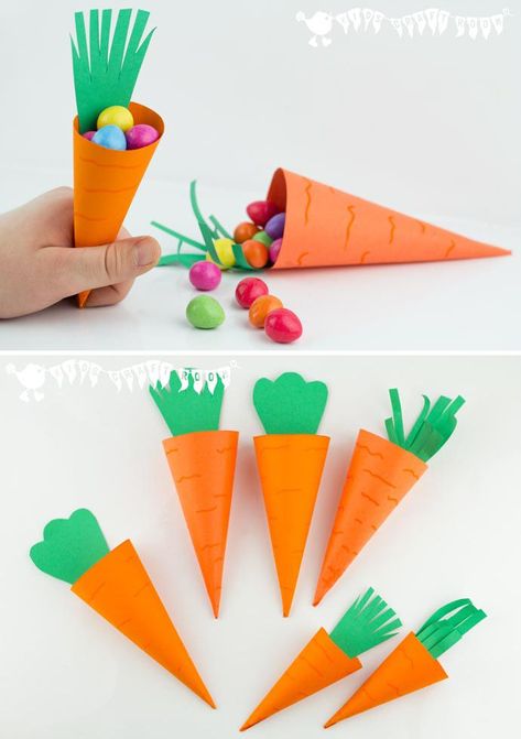 Easter Crafts Kids Basket, Paper Carrots, Cute Carrot, Easter Arts And Crafts, Kids Craft Room, Kids Easter Basket, Diy Bricolage, Aktivitas Montessori, Easter Art