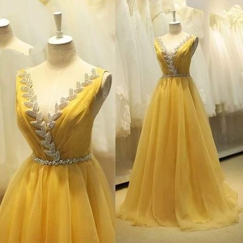 Yellow Prom Dresses, Formal Dresses Wedding, Anniversary Pics, Yellow Prom, Long Frock Designs, Beaded Formal Dress, Lehenga Red, Long Gown Design, Simple Frocks