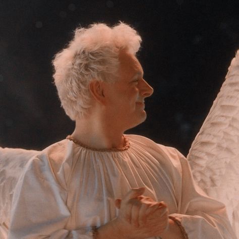 Aziraphale Haircut, Azriphale Good Omens, Aziraphale Icons Good Omens, Aziraphale Profile Pic, Good Omens Aziraphale Aesthetic, Good Omens App Icons, Aziracrow Matching Icons, Aziraphale Side Profile, Good Omens Widgets