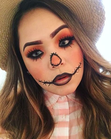 Spooky Halloween Makeup, Scarecrow Halloween Makeup, Maquillage Halloween Simple, Halloween Costumes Scarecrow, Makeup Clown, Makeup Zombie, Scarecrow Makeup, Halloween Make-up Looks, Halloweenský Makeup