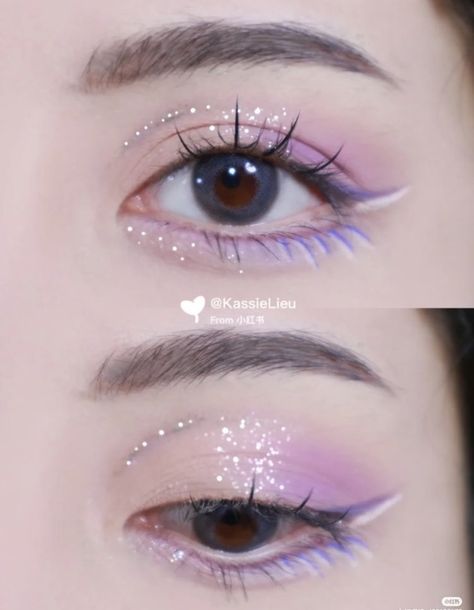 Aesthetic Eye Makeup, Aesthetic Eye, Eyes Aesthetic, Bold Eye Makeup, Cute Eye Makeup, Doll Eye Makeup, Korean Eye Makeup, Makeup Accesories, Purple Makeup