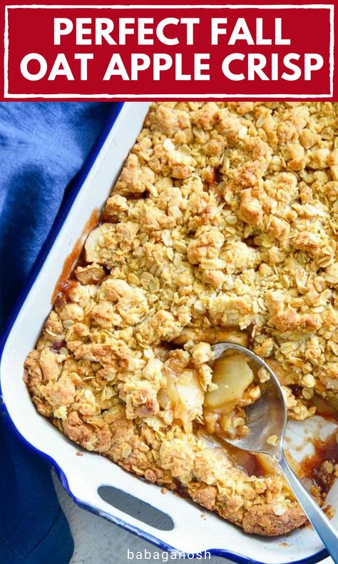 Fall apple crisp with oat topping. Oat Apple Crisp, 9x13 Apple Crisp Recipe, Apple Crisp No Oats, Oven Baked Apple, Easy Apple Crumble, Fall Dessert Recipes Easy, Oat Crumble, Fall Desserts Easy, Apple Crisp Recipes