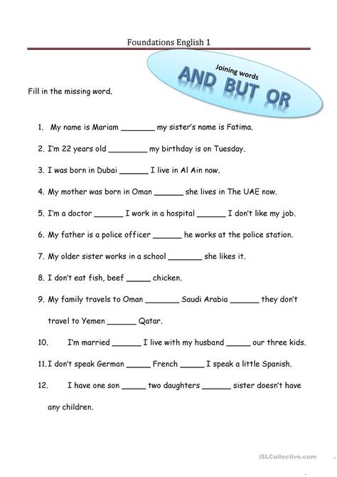 And, But and Or - English ESL Worksheets And And But Worksheets, And Or But Worksheets, And But Worksheet, Conjunctions Worksheet 2nd Grade, 6th Grade Spelling Words, Personal Hygiene Worksheets, 6th Grade English, Conjunctions Worksheet, 6th Grade Writing