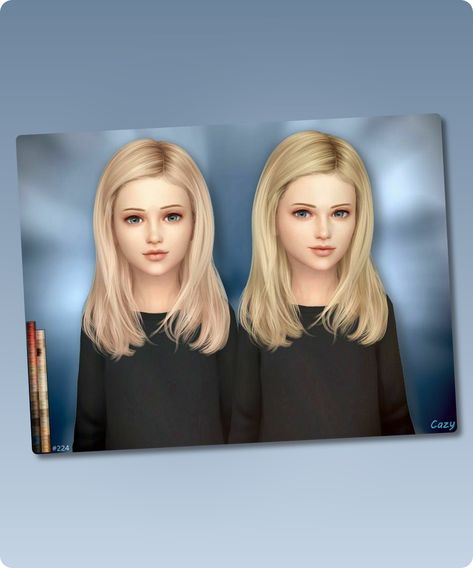 Hairstyle for Females, Child. 29 Colors. All LODs, Hats support. Filesize: 39 MB Author: Cazy #gaming #sims4cc #sims4 #sims #hairstyles #child Sims 4 Kids Hair Alpha, Sims 4 Cc Kids Hair, Sims Hairstyles, 4 Hairstyles, Ocean Hair, Sims 4 Cc Download, Sims 4 Children, Kids Head, Female Hair