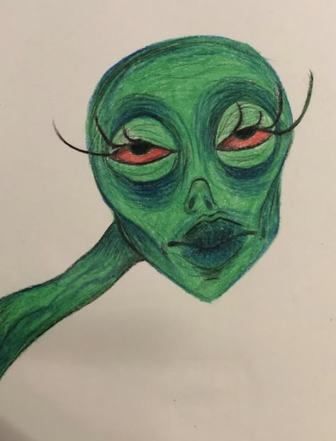 Scary Alien Drawing, Weird Art Painting Easy, Drawing Ideas Alien, Weird Drawing Ideas Easy, Funky Art Ideas, Weird Face Art, Wierd Drawing Ideas, Weird Art Ideas, Weird Things To Draw