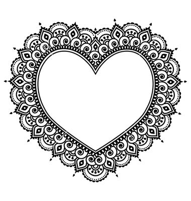 Heart Mehndi design Indian Henna tattoo pattern on VectorStock Mehndi Design Indian, Flower Mandala Tattoo, Indian Henna Tattoo, Heart Mehndi, Mandala Arm Tattoo, Henna Hand Designs, Pattern Tattoos, Paisley Doodle, Indian Henna