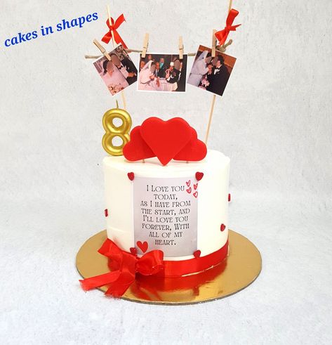 45 Anniversary Cake, Happy Anniversary Cake Couple Cute Ideas, Cute Anniversary Cake Couple, Anniversary Cake Ideas Simple Easy, First Anniversary Cake Ideas, Cake For Anniversary Couple, Elegant Anniversary Cakes, Anniversary Fondant Cake, Anniversary Cakes Ideas