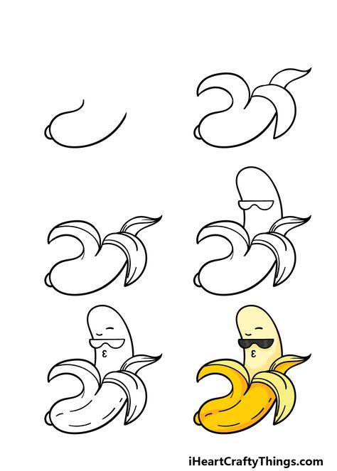 Cartoon Banana Drawing - How To Draw A Cartoon Banana Step By Step! Funny Banana Pictures, How To Draw A Banana, Banana Doodle, Banana Sketch, First Page Of Project, Banana Picture, Banana Drawing, Cartoon Banana, Easy Cartoon