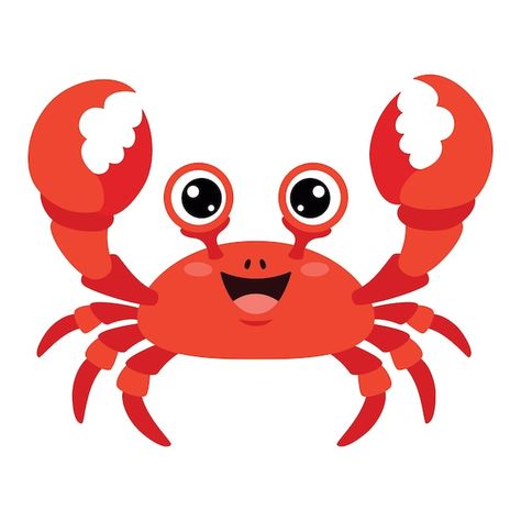 Crab Cartoon Cute, Crab Clipart, Crab Drawing, Cartoon Crab, Crab Cartoon, Crab Illustration, Ocean Clipart, Premium Vector Cartoon, Crab Art