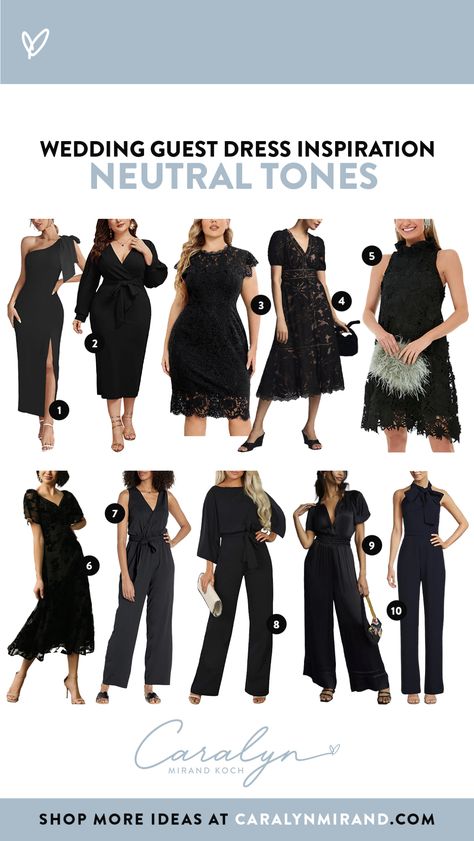 Black And Silver Semi Formal Outfit, Black Formal Wear Women, Plus Size Formal Outfits For Wedding, Semi Formal Black Wedding Attire, Black Cocktail Outfits For Women, Black And White Cocktail Party Attire, Jewelry With Black Dress Formal, All Black Semi Formal Women, Black Semi Formal Outfits For Women