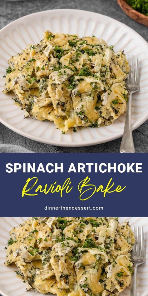 Cheese Ravioli Lasagna, Spinach Artichoke Ravioli, Artichoke Ravioli, Baked Ravioli Recipe, Layered Pasta, Cream Cheese Spinach, Beef Pasta Recipes, Spinach Ravioli, Ravioli Lasagna