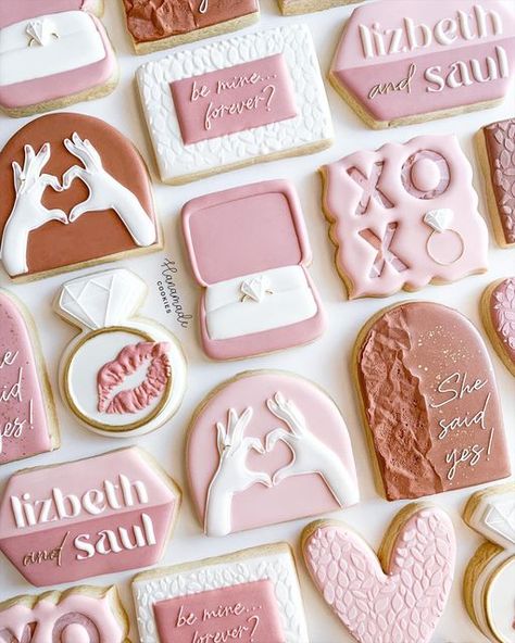 Royal Icing Recipes, Soft Sugar Cookie, Designer Cookies, Bachelorette Cookies, Engagement Cookies, Icing Recipes, Healthy Valentines, Royal Iced Cookies, Cookie Decorating Party