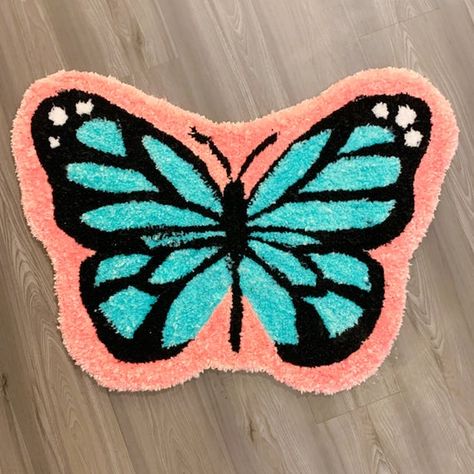 Tufted Projects, Common Buckeye Butterfly, Buckeye Butterfly, Punch Needle Rug, Butterfly Rug, Funky Rugs, Kids Area Rugs, Bear Rug, Butterfly Decor