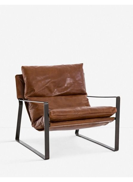 Furniture | Trends Leather Sling Chair, Leather Accent Chair, Mcgee & Co, Lulu And Georgia, Leather Lounge Chair, Leather Pillow, Sling Chair, Living Room Shop, Black Metal Frame