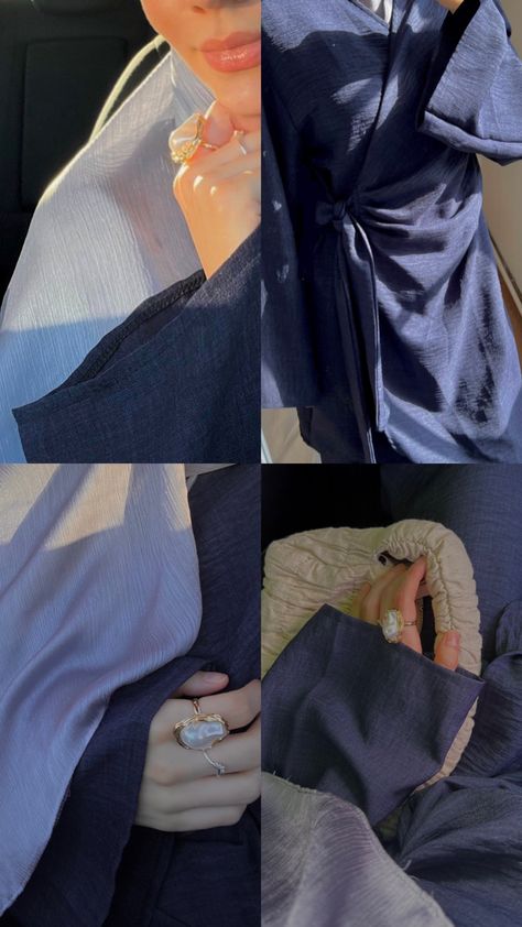 Blue Hijabi Aesthetic, Hijabi Niqabi Aesthetic, Dark Blue Hijab Outfit, Blue Abaya Outfit, Blue Hijab Outfit, Hijab Fits, Blue Abaya, Mode Abayas, Blue Hijab