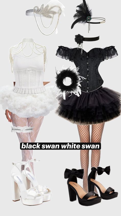 White Swan Costume, Black Swan White Swan, Pair Costumes, Swan Lake Costumes, Swan Costume, Black Swan Costume, Classy Halloween Costumes, Pretty Halloween Costumes, Baby Fashionista