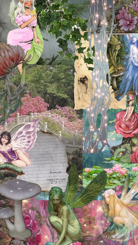 Bored at work Venus Pisces, Forest Fairy Aesthetic, Fairies Aesthetic, Fairy Core Aesthetic, Fae Art, Dream Core, Mushroom Fairy, Collage Scrapbook, Dream Party