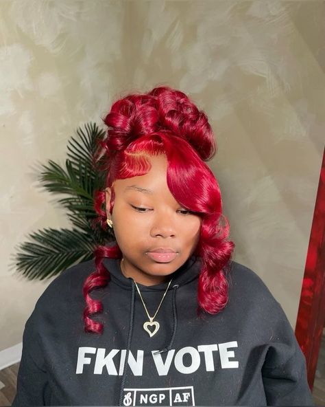 Burgundy Hair Updo, Frontal Wig Hairstyles, Frontal Hairstyles, Hair Ponytail, Burgundy Hair, Hair Ponytail Styles, Ponytail Styles, Hair Updo, Frontal Wig