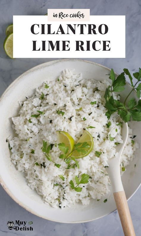 Rice Cooker Cilantro Lime Rice Recipe, Rice Cooker Cilantro Lime Rice, Cilantro Rice In Rice Cooker, Cilantro Lime Rice In Rice Cooker, Cilantro Lime Rice Rice Cooker, Easy Cilantro Lime Rice, Muy Delish, Rice Recipe Easy, Chipotle Copycat