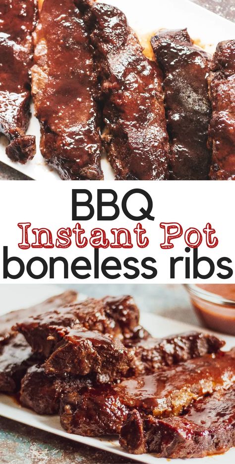 Boneless Pork Ribs Instant Pot Easy, Instant Pot Boneless Ribs Recipe, Instant Pot Beef Ribs Boneless, Beef Shoulder Boneless Ribs Instant Pot, Instapot Bbq Ribs, Pressure Cooker Boneless Pork Ribs, Flanken Short Ribs Recipe Instant Pot, Boneless Ribs Instant Pot, Instapot Beef Ribs