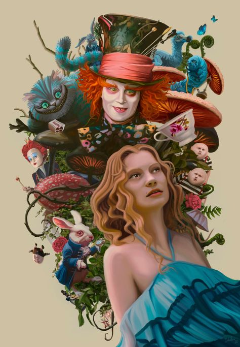 Mad Hatter, Tim Burton, Illustration Inspiration, Johnny Depp, Movie Poster, Alice In Wonderland, Creative Art, Art Illustration, Wallpapers