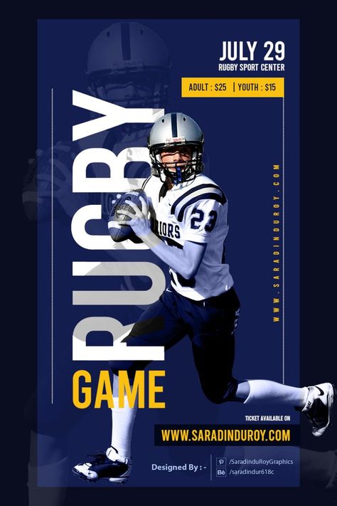 Gaming Poster design, Rugby game poster design, Sports game poster design, game poster design, poster design Gaming Poster Design, Game Poster Design, Ticket Design Template, Rugby Poster, Rugby Design, Rugby Games, Gaming Poster, Rugby Sport, Game Tickets