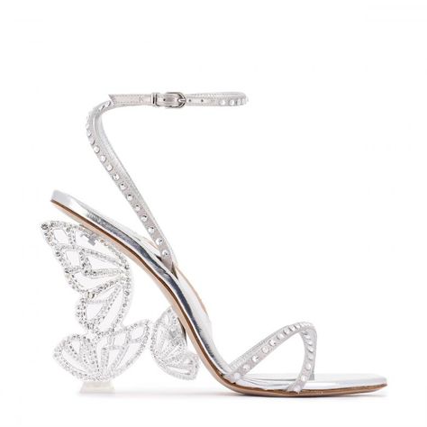 Paloma Sandal Diamond | Sophia Webster Pointed High Heels, Butterfly Heels, Diamond Heels, Comfortable High Heels, Heels Aesthetic, Strappy High Heels, Rhinestone Heels, Wedding Sandals, Sophia Webster