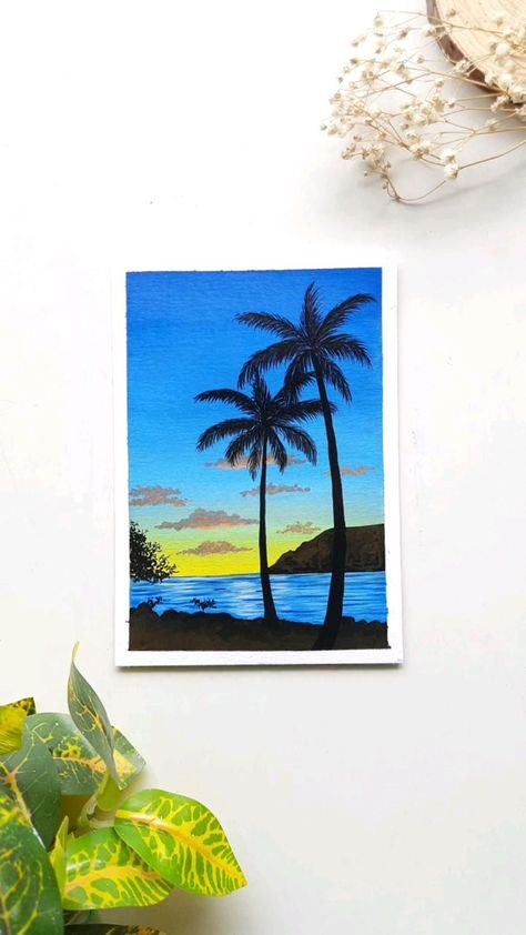 Natural Scenery Canvas Painting, Painting On Canvas Sheet, Creative Oil Pastel Art, Water Scenery Paintings, Nature Aesthetic Painting, Beautiful Landscapes Paintings Acrylics, Painting Ideas Acrylic Easy, Oil Pastel Art Aesthetic, Scenery Painting Easy