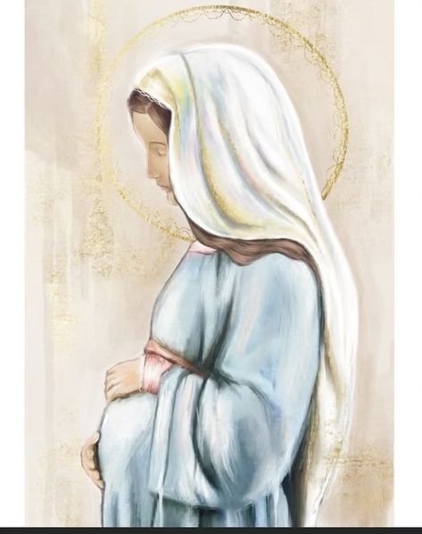 Mother Mary Watercolor Painting, Virgin Mary Watercolor Paintings, Mama Mary Drawing, Virgin Mary Watercolor, Mary Watercolor, Virgin Mary Painting, Liturgical Art, Virgin Mary Art, Mother Mary Images