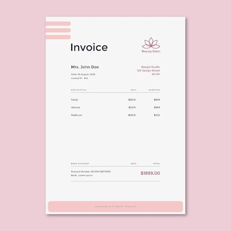 Corporate Invoice Design, Makeup Invoice Template, Invoice Design Template Free, Cute Invoice Design, Free Invoice Template, Photography Invoice, Balance Sheet Template, Invoice Design Template, Makeup Clean