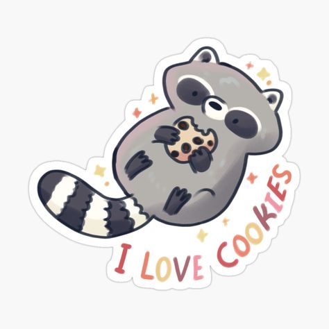 Get my art printed on awesome products. Support me at Redbubble #RBandME: https://www.redbubble.com/i/sticker/I-love-cookies-Racoon-by-Artofmayara/161033658.EJUG5?asc=u Cute Raccoon Art, Raccoon Drawings, Racoon Drawings, Racoon Sticker, Racoon Art, Racoon Illustration, Cute Racoon, Funny Racoon, Raccoon Sticker