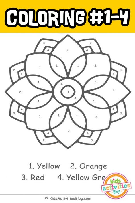 Our free mandala coloring printable here is a color by number activity! Doesn't that sound awesome? Get it here at Kids Activities Blog. Mandela Day Activities For Kids, Coloring Numbers Free Printable, Number Coloring Pages For Adults, Dot Paint Numbers Free Printables, Mandala For Kids, Color By Number Mandala, Number Activity, Simple Mandala, Number Activities