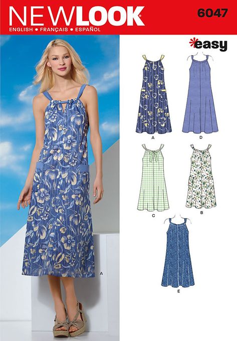 Purchase New Look 6047 Misses' Dresses and read its pattern reviews. Find other Dresses, sewing patterns. Simple Sundress Pattern, New Look Dress Patterns, Simple Sundress, Summer Dresses Sundresses, Sundress Pattern, New Look Patterns, New Look Dresses, Summer Dress Patterns, Top Sewing