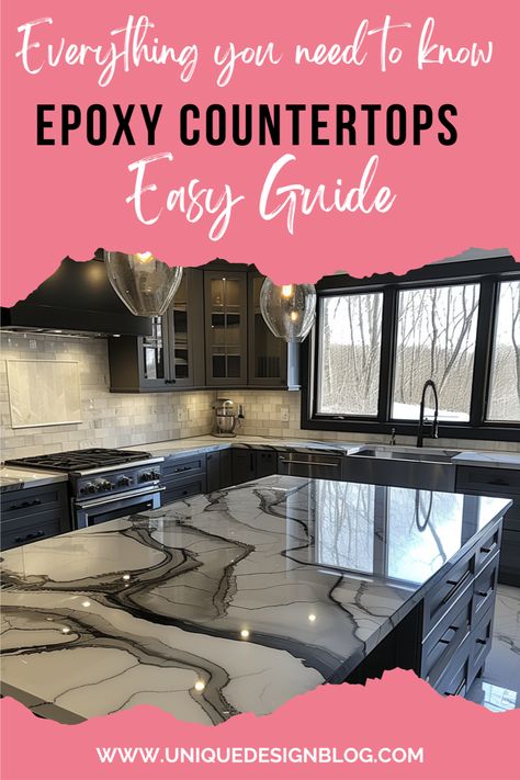 Unlock the secrets of epoxy countertops. Get the inside scoop on how long they last, the benefits they bring to your home, and the downsides you should be aware of. We'll also share expert advice on making your epoxy countertops more durable, the ins and outs of installation, what they'll cost you, and a side-by-side comparison with other countertop options. Whether you're a homeowner looking to remodel or a DIY enthusiast curious about new materials, this guide has everything you need to know. Resin Pour Countertops, Epoxy Countertops Kitchen, Epoxy Kitchen Countertops, Kitchen Renovation Diy Ideas, Countertop Epoxy, Epoxy Countertops, Kitchen Renovation Design, Kitchen Renovation Inspiration, Epoxy Countertop